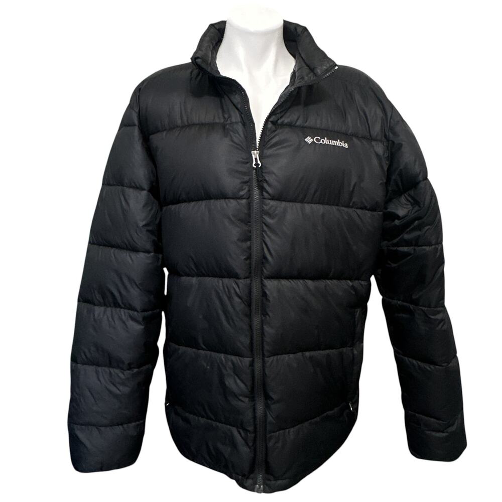 Columbia Thermal Coil Puffer Jacket Men Large Black Insulated Zip Pockets Winter